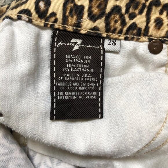 7 For All Mankind Sz 29 Waist, Dk Brown/Black & Tan Cheetah print,  skinny jeans - Picture 10 of 13